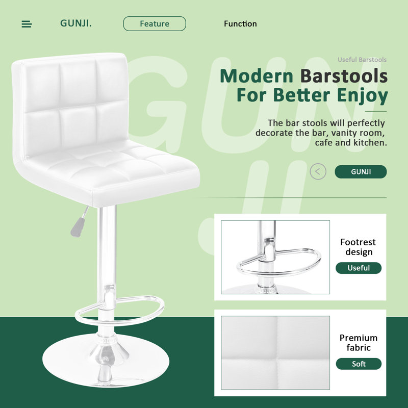 Orren Ellis Stallcup Swivel Adjustable Height Bar Stool & Reviews Wayfair